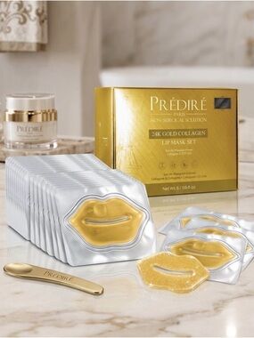 Predire 24k Gold Collagen Boosting 10 Piece Lip Mask Set ~ retail $399